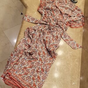 Max Studio Red & White Floral Midi Dress,  M